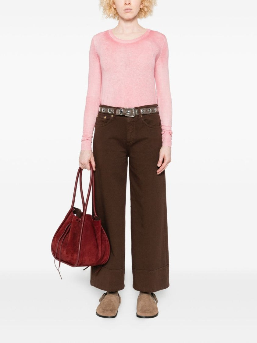 Dondup Wide-Leg Brown Jeans With High Waist