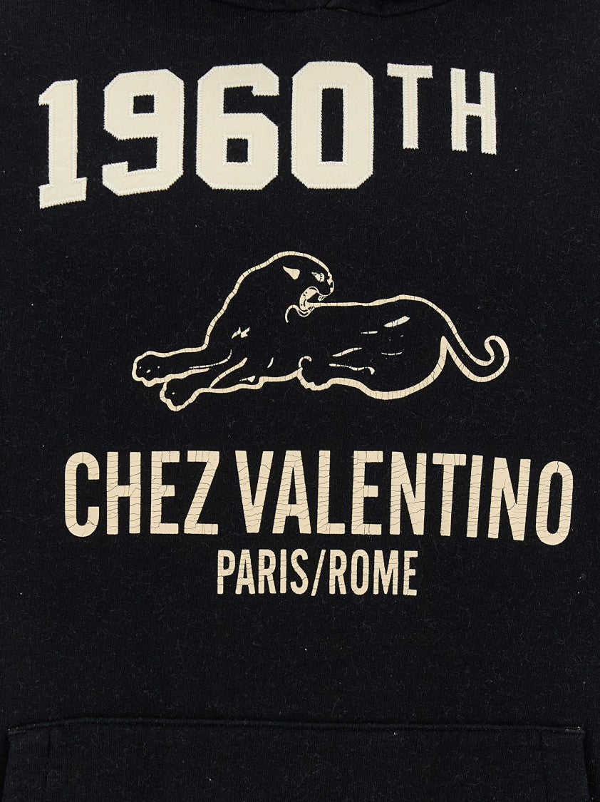 Valentino Garavani Cotton Hoodie With Chez Valentino Front Print And Kangaroo Pocket