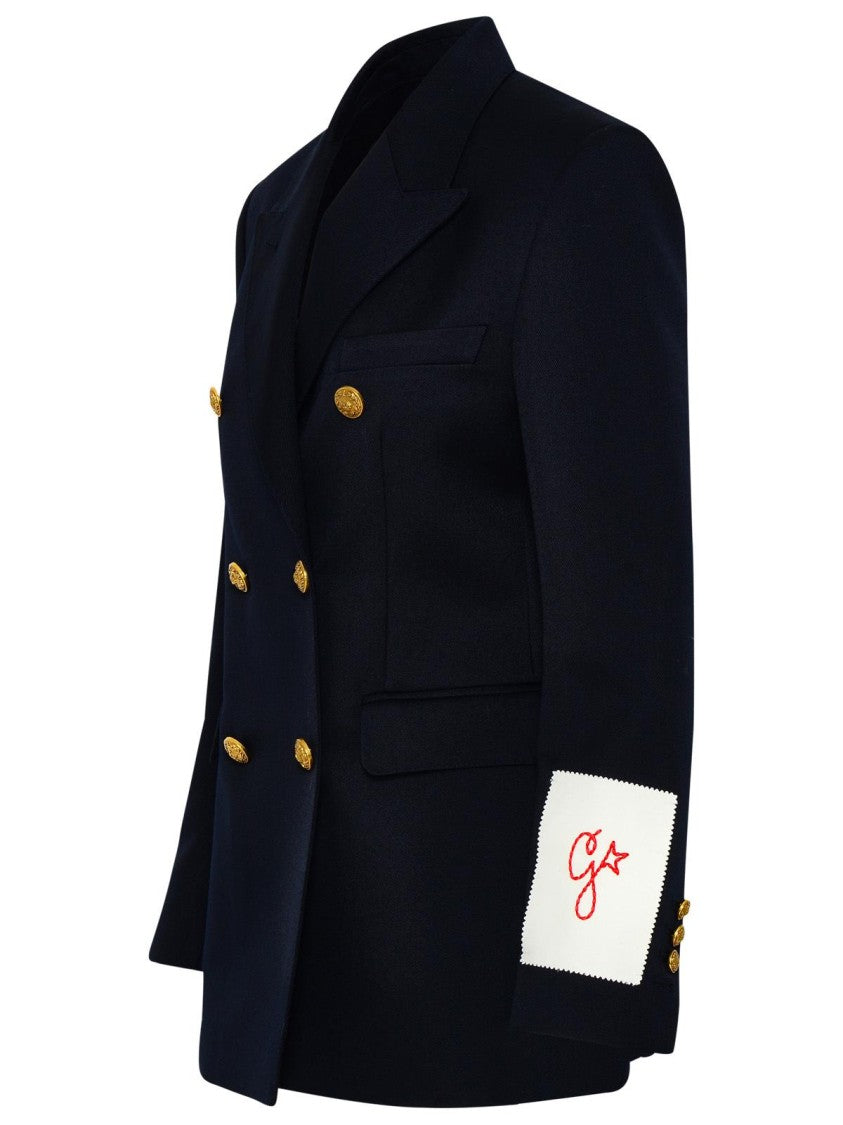 Golden Goose Tailored Gold-Accent Embroidered Double-Breasted Blazer