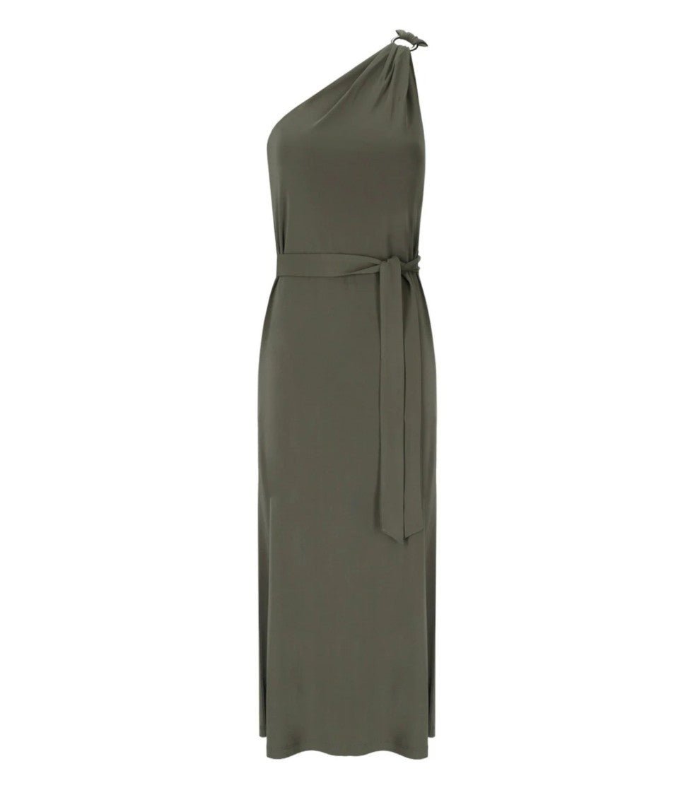Max Mara One-Shoulder Midi Dress With Fabric Belt