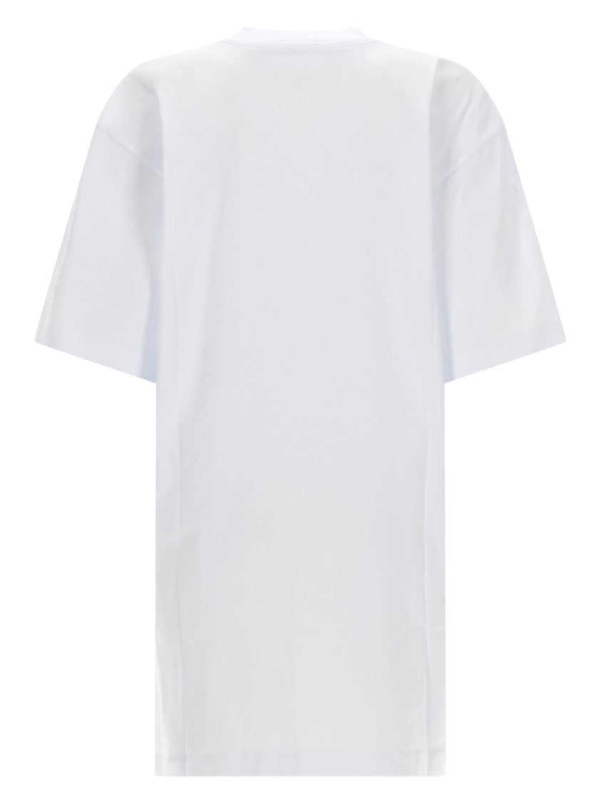 Msgm Floral Theme Logo Cotton T-Shirt