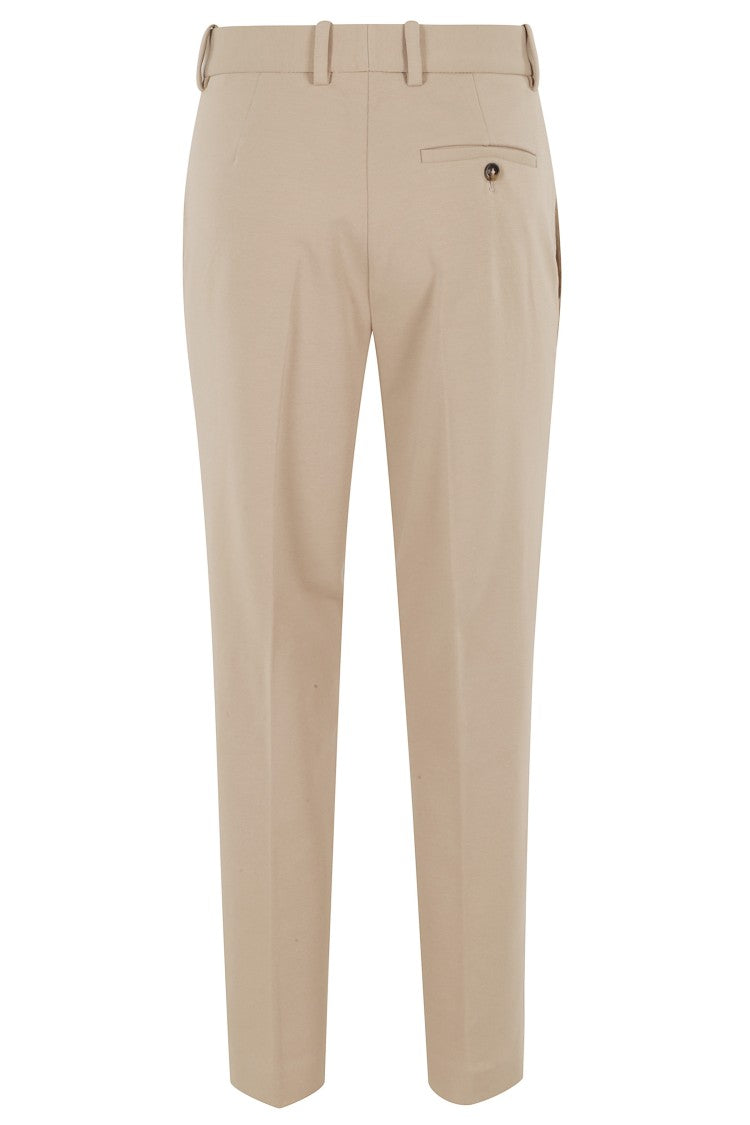 Circolo 1901 Beige Carrot Fleece Back-Darts Cotton-Blend Pants
