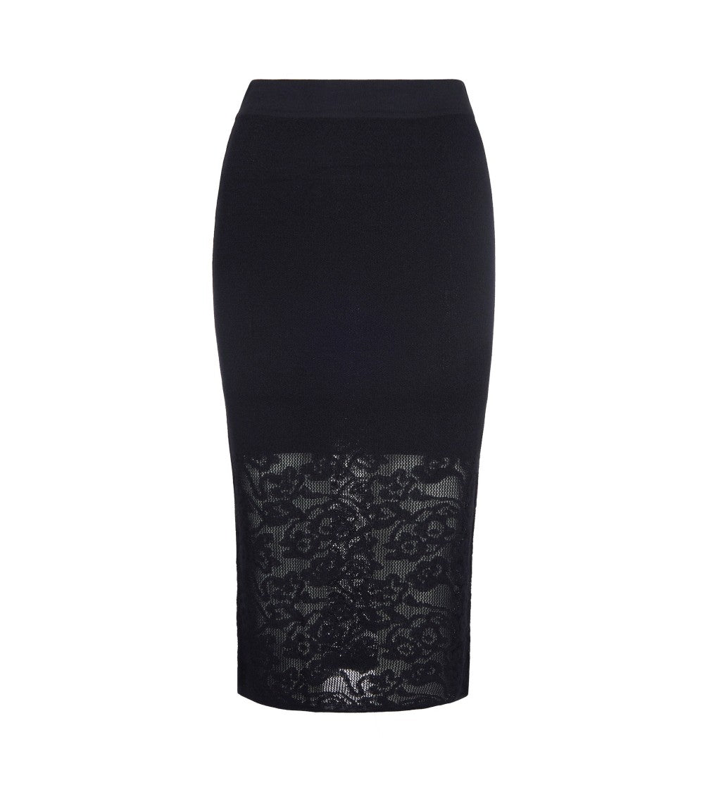 Patrizia Pepe Black Lace Effect Midi Skirt