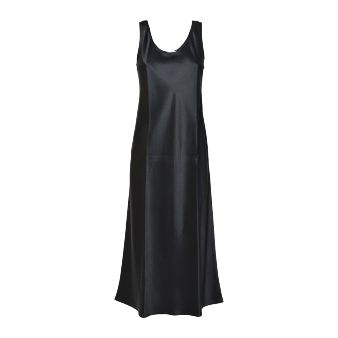 Max Mara Black Silk Satin Banjo Dress