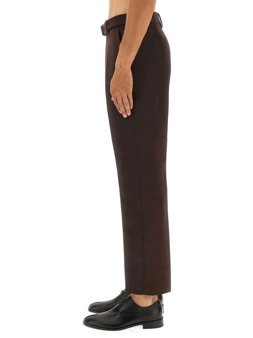 Mm6 By Maison Margiela Slim-Fit Dark Brown Tailored Pants