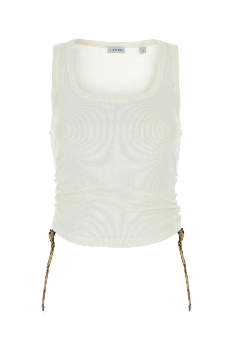 Burberry White Stretch Cotton Tank Top