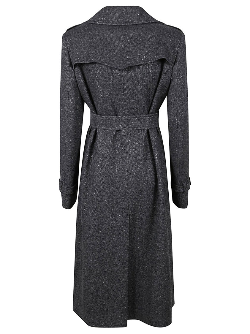 Tagliatore Tailored Black Coat With Wide Lapel