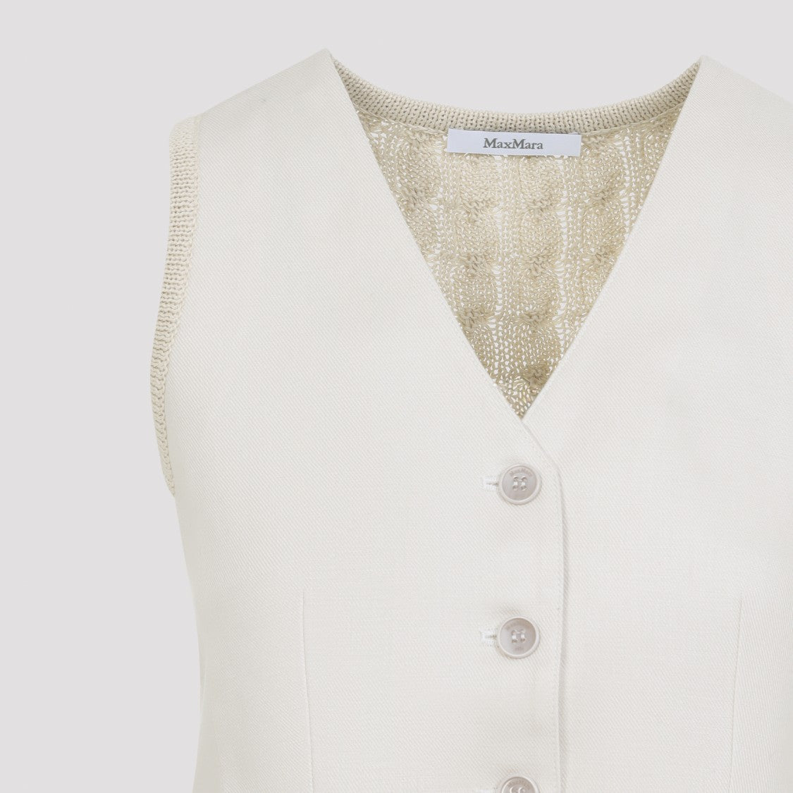 Max Mara Refined Linen Blend Waistcoat With Textured Back