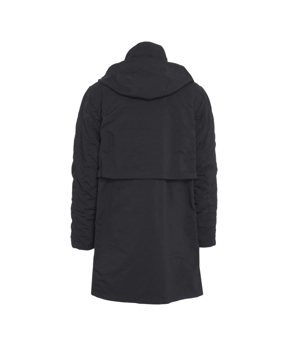 Add Long Black Parka With Detachable Hood