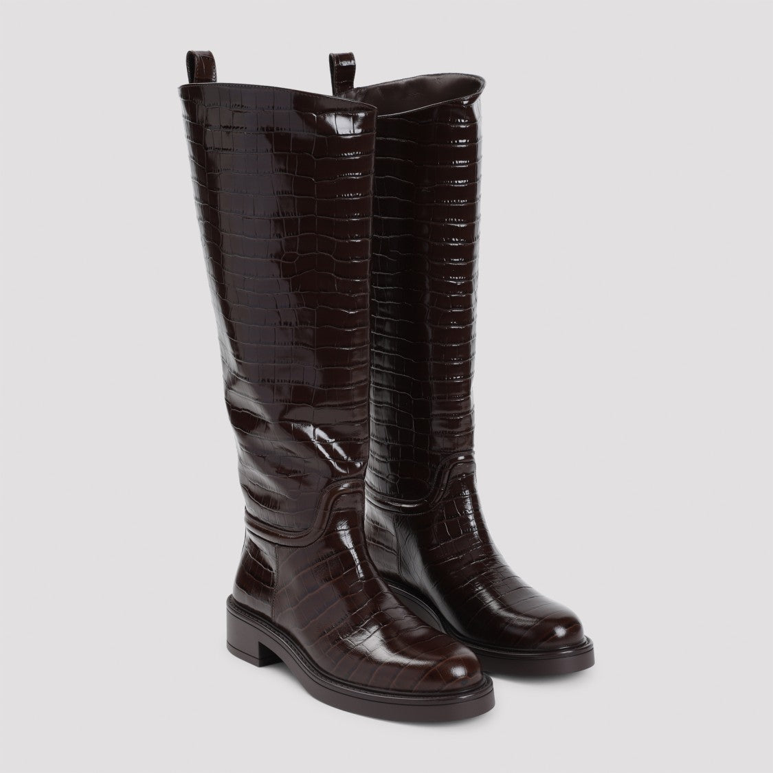 Stuart Weitzman Crocodile-Effect Knee-High Boots With Block Heel And Versatile Design