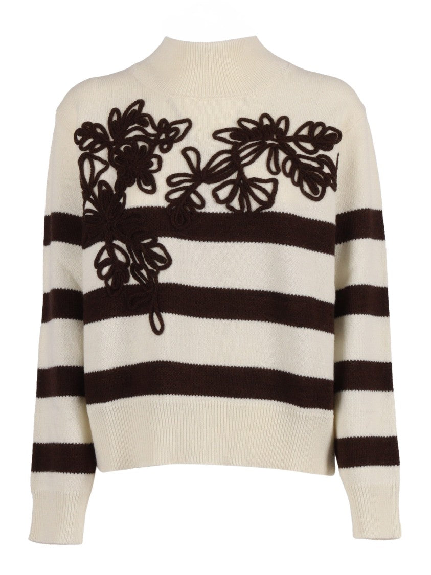 Ermanno Scervino High-Neck Knit Sweater With Decorative Application