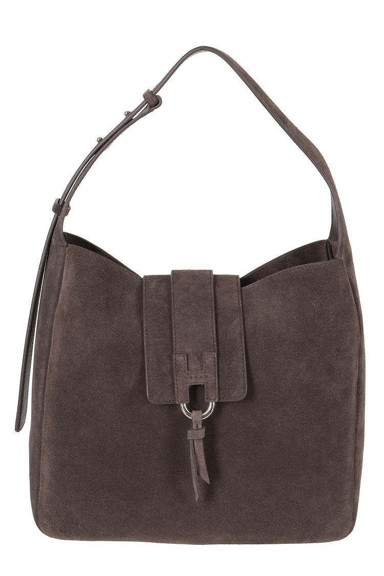 Hogan Suede Bag With Adjustable Handle And H Logo Clasp