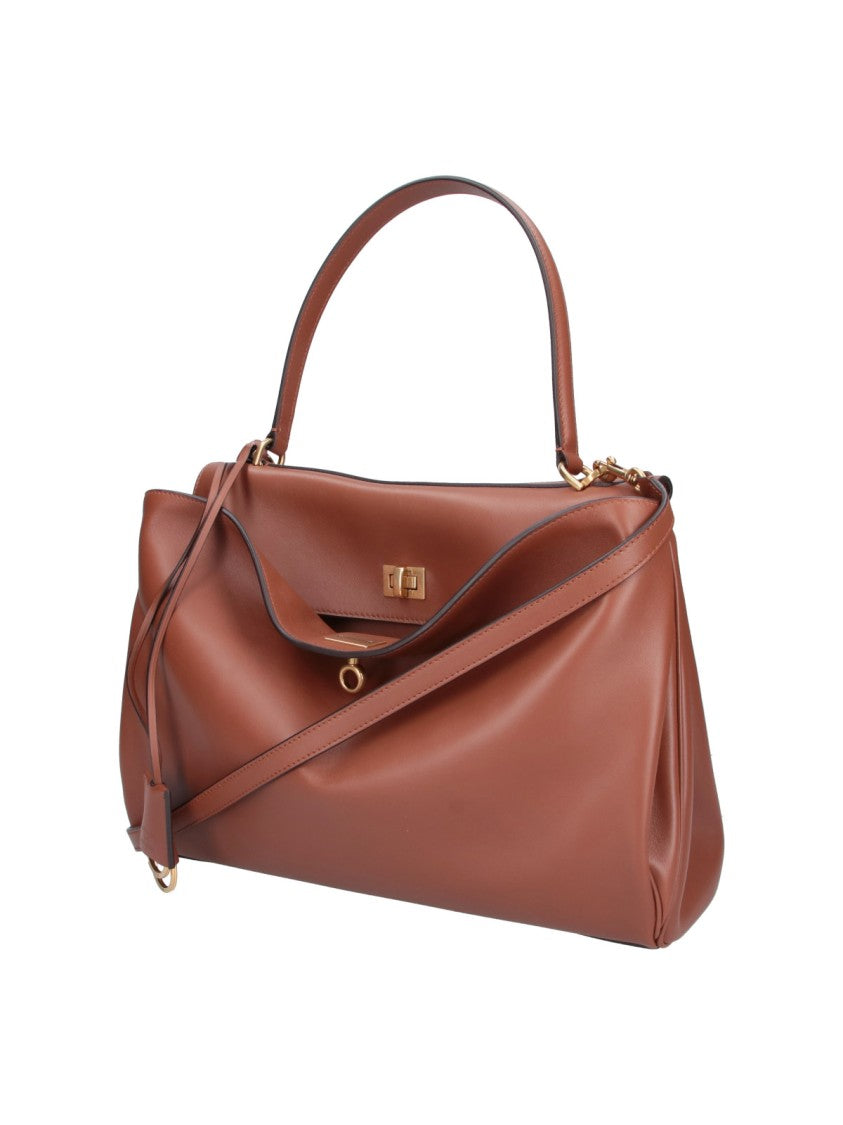 Balenciaga Brown Rodeo Medium Calfskin Leather Handbag