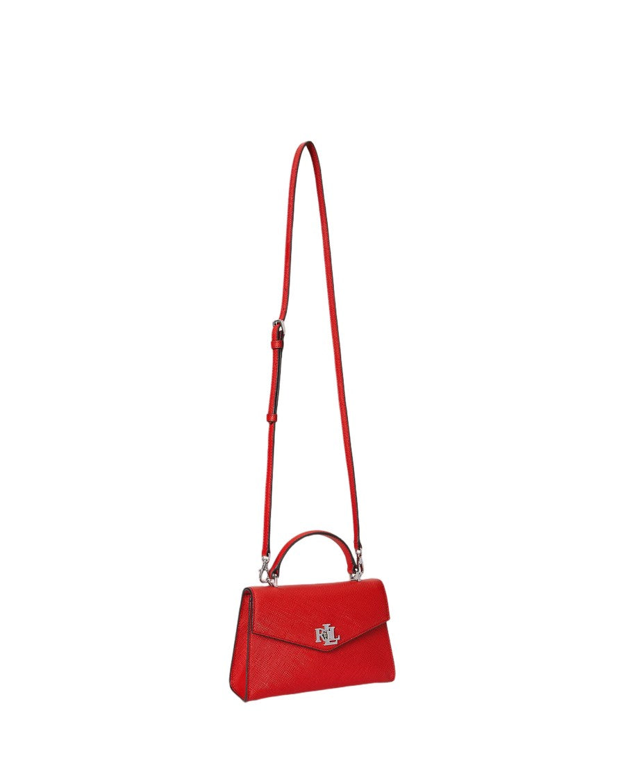 Lauren Ralph Lauren Textured Leather Satchel Bag In Bright Vermillion