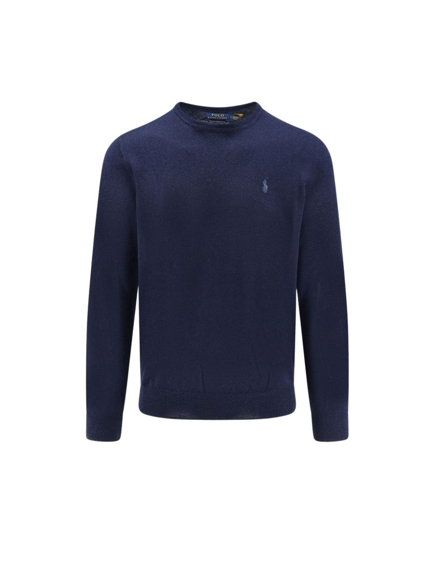 Polo Ralph Lauren Fitted Blue Wool Crewneck Sweater
