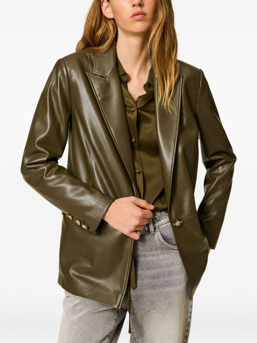 Twinset U&B Tailored Green Jacket With Structured Silhouette