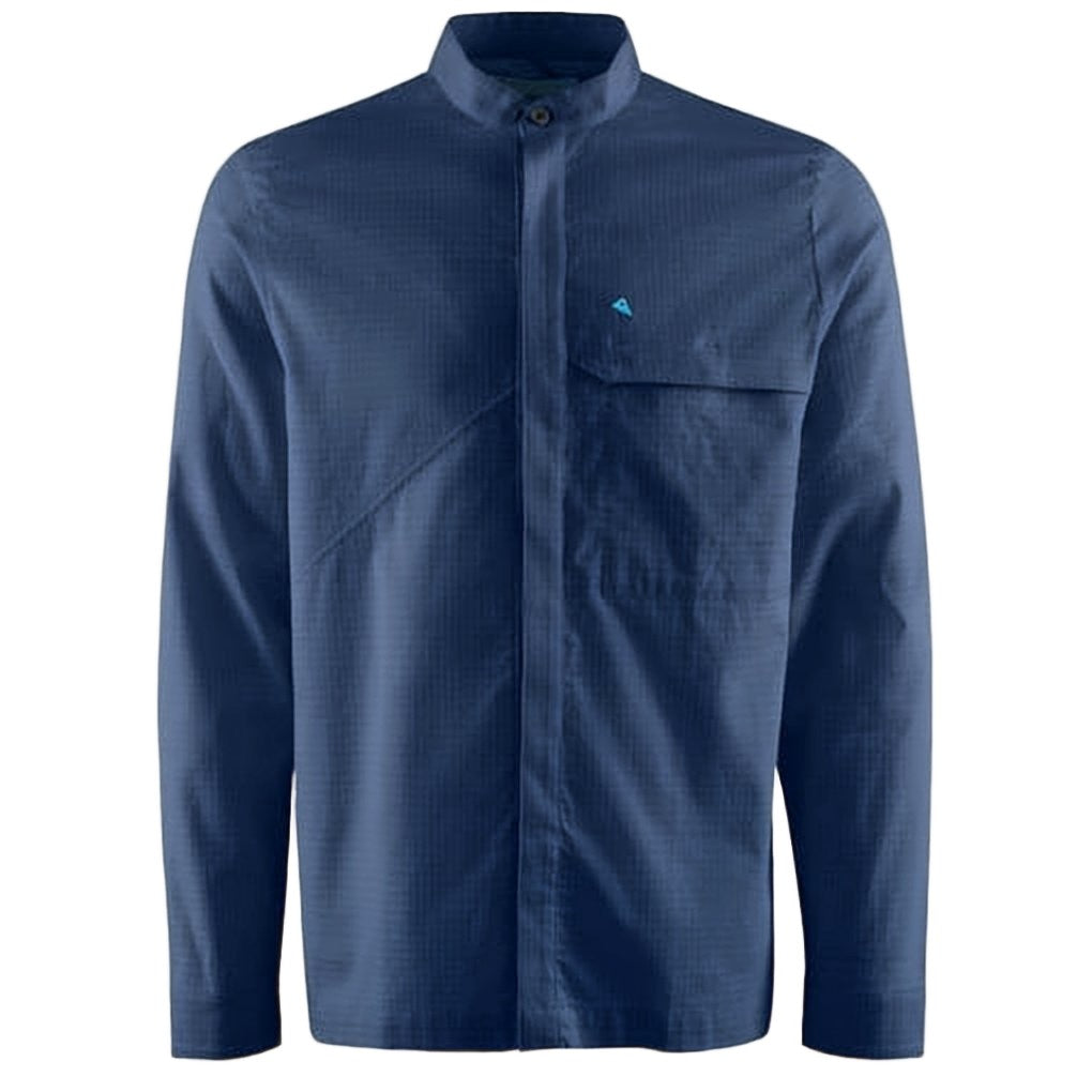 Klattermusen Structured Blue Long-Sleeve Shirt With Mandarin Collar