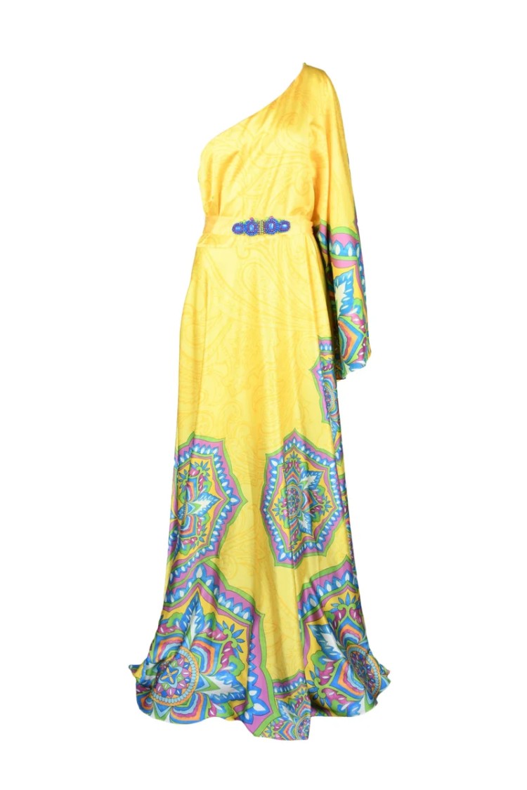Allure One-Shoulder Long Dress - Yellow