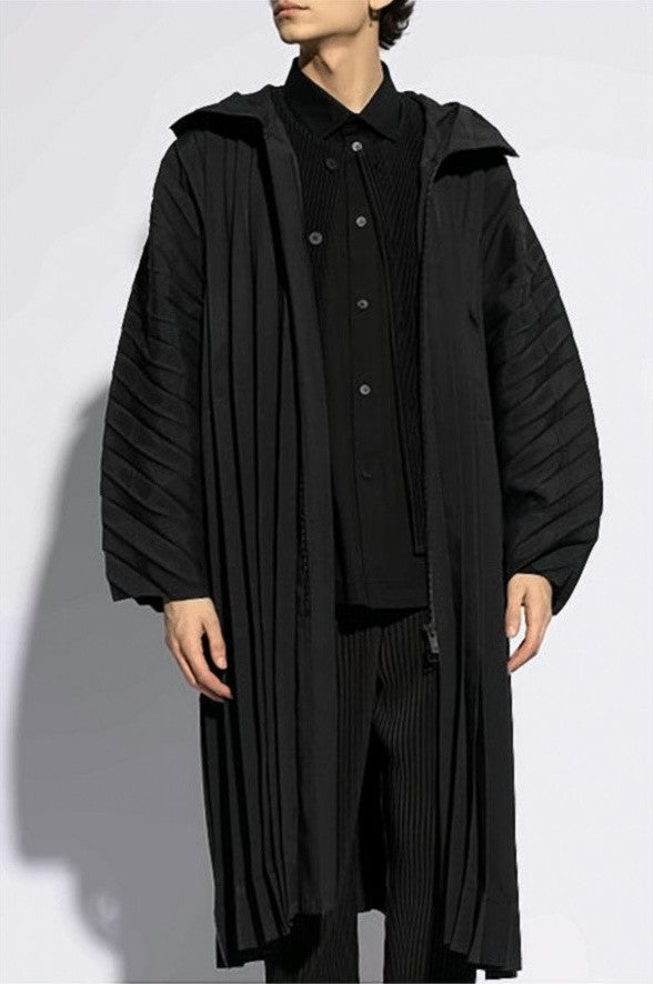 Homme Plissé Issey Miyake Padded Longline Jacket With Unique Pleated Design