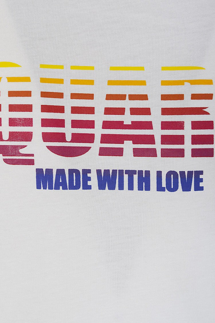 Dsquared2 White Cotton Gradient-Logo T-Shirt