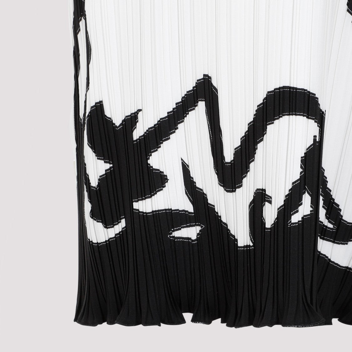 Lanvin Sleeveless Pleated Off White Polyester Midi Dress