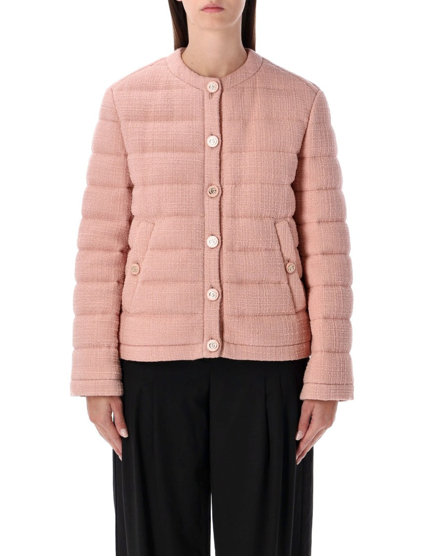 Gucci Light Pink Wool Tweed Padded Jacket