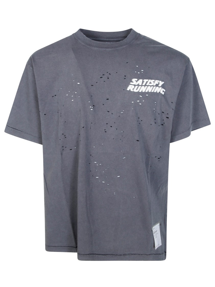 Satisfy Grey Mothtech Boxy Distressed T-Shirt