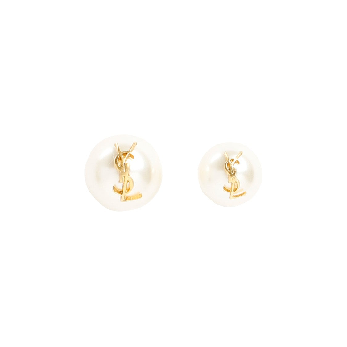 Saint Laurent Pearl Earrings With Signature Monogram Detail