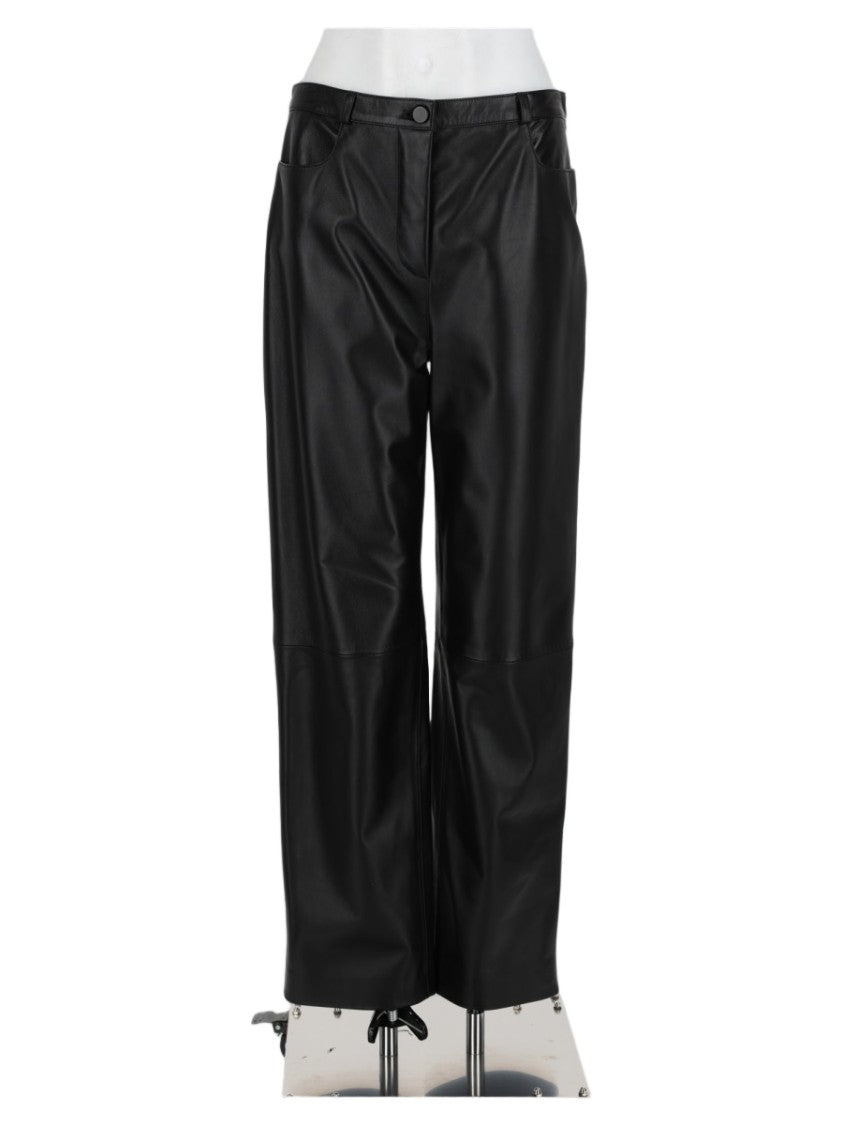 Loulou De Saison Black Straight-Leg Minimalist Leather Pants
