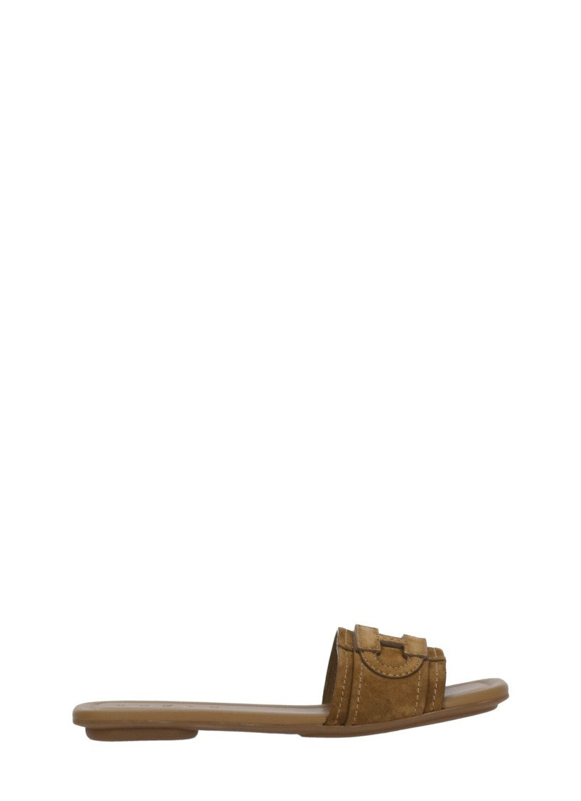 Hogan Brown H685 Suede Mask Sandals