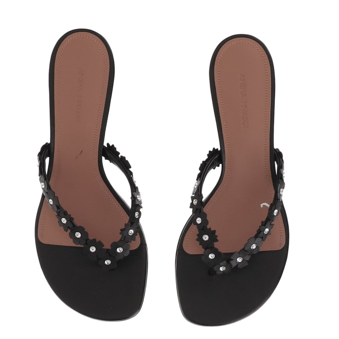 Amina Muaddi Leather Sandals With Appliqué Flower Design