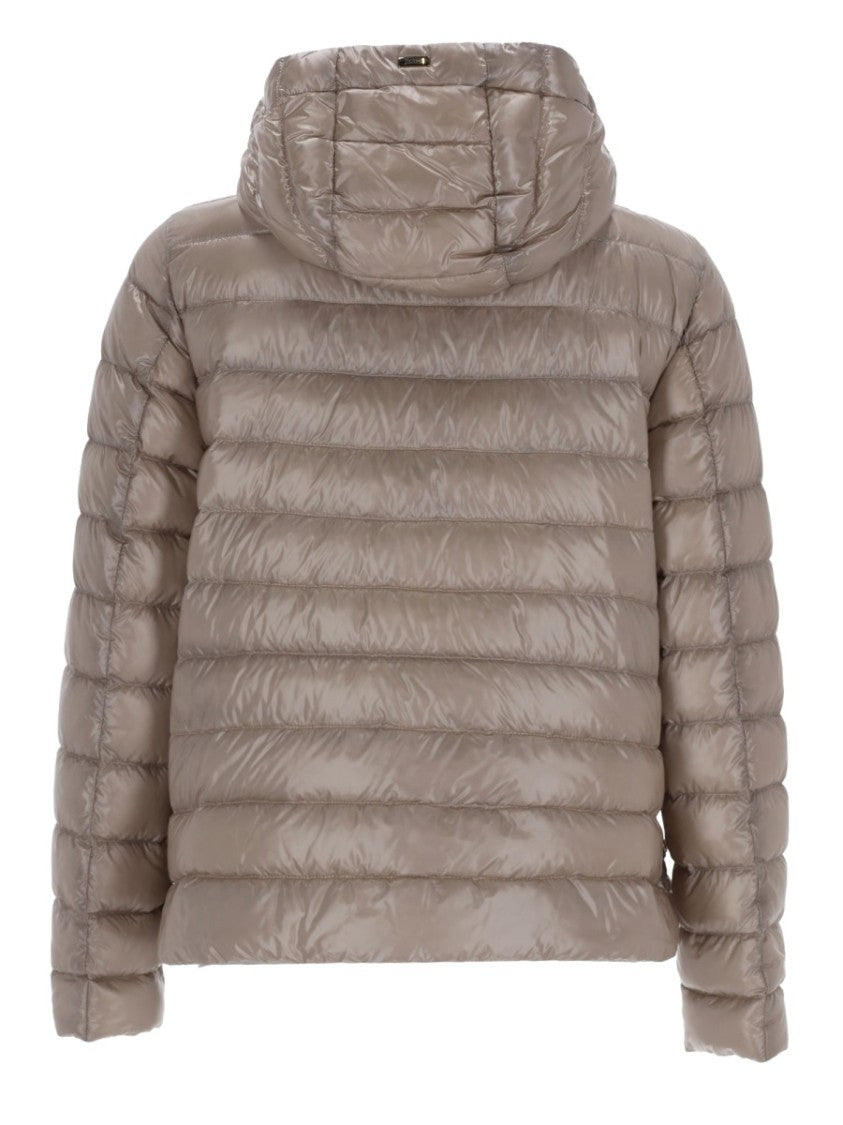 Herno Neutral Horizontal Quilting Shiny Finished Down Jacket