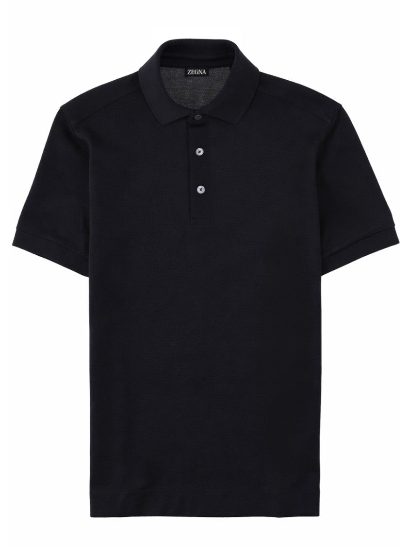 Zegna Cotton Mulberry Silk Blend Polo Shirt