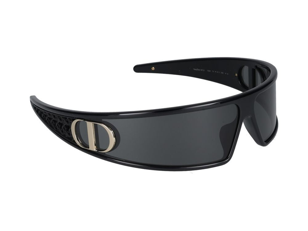 Dior Bold Wraparound Shield Sunglasses With Metallic Logo Emblem