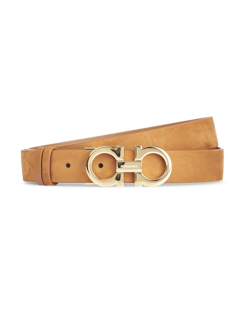 Ferragamo Tan Gancini Buckle Leather Belt