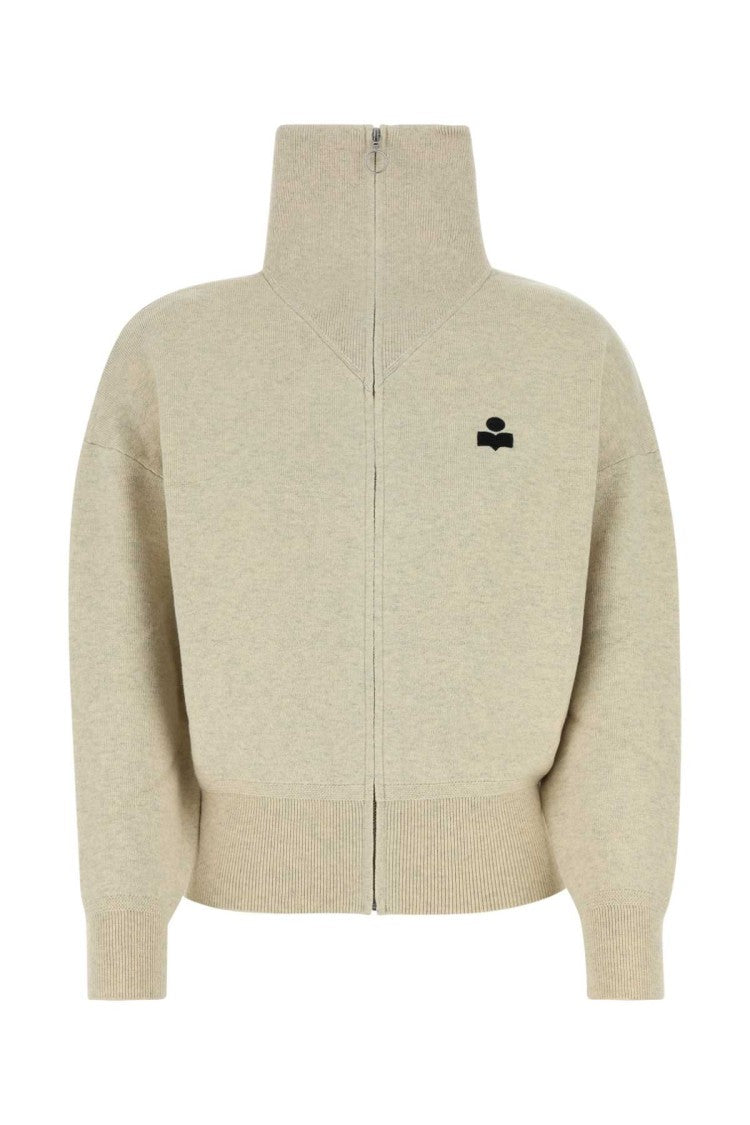 Isabel Marant Étoile Melange Cream Stretch Cotton Blend Cardigan
