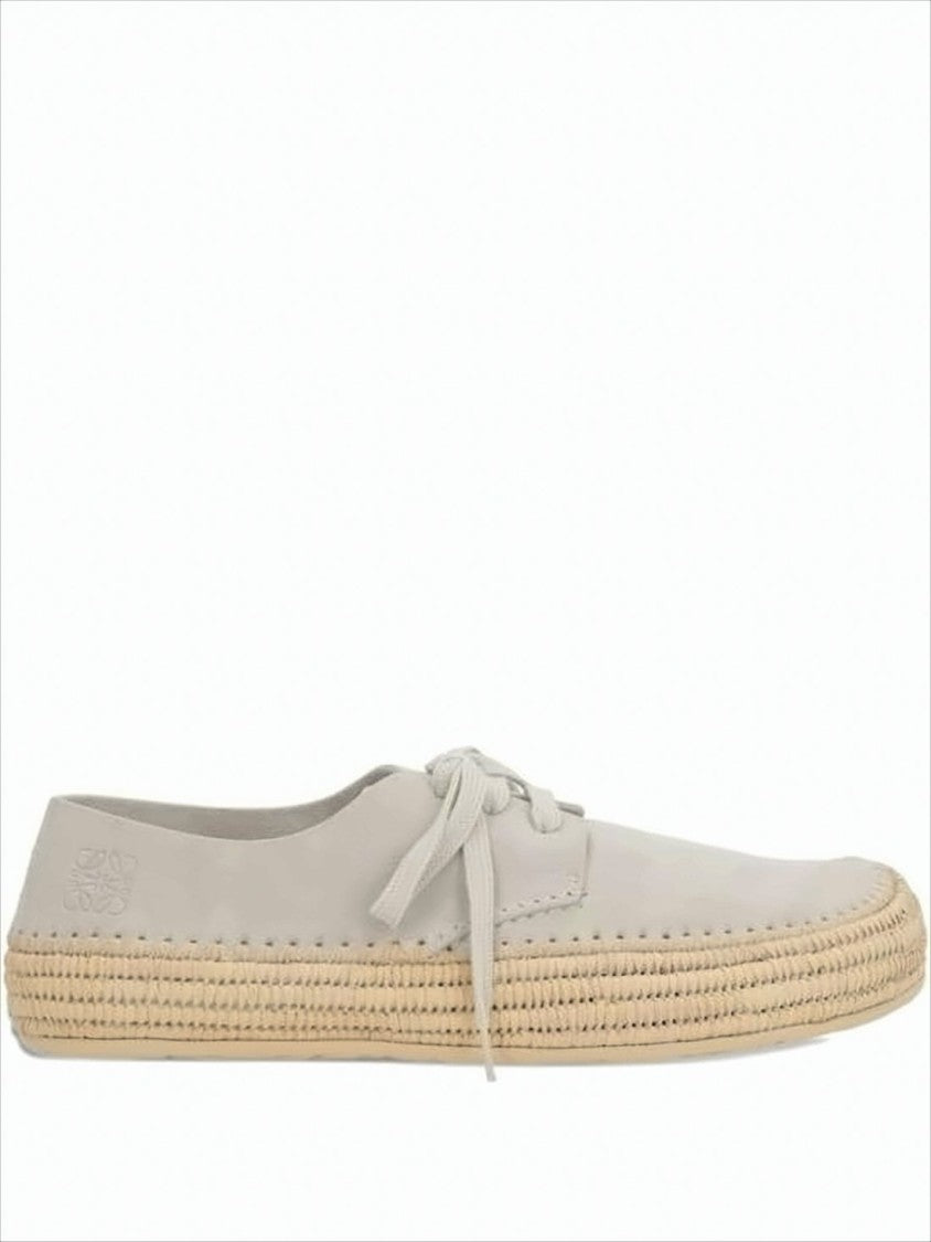 Loewe Suede Sneakers With Raffia-Wrapped Sole And Artisanal Detailing