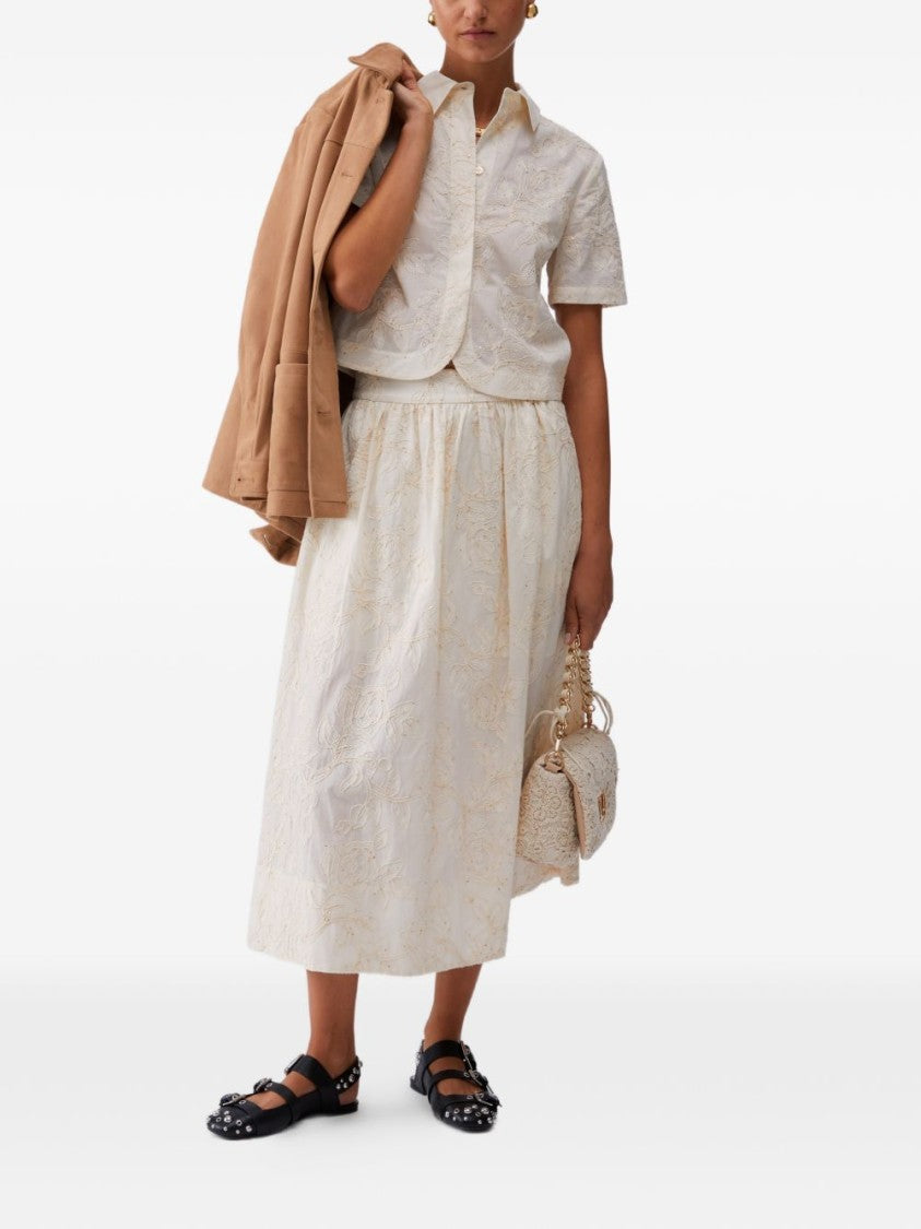 Liu Jo Neutrals Floral Jacquard Midi Skirt