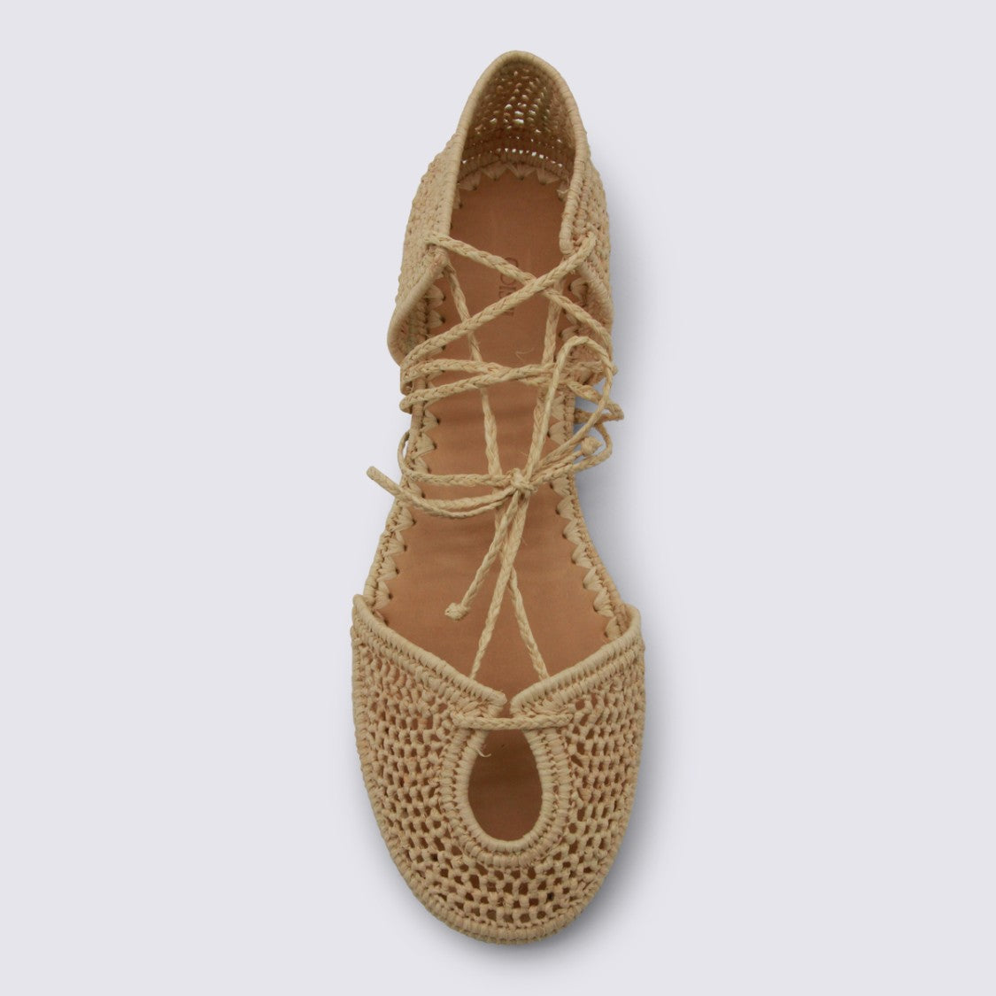 Odissi Woven Crochet Flat Shoes With Ankle Wrap Detail