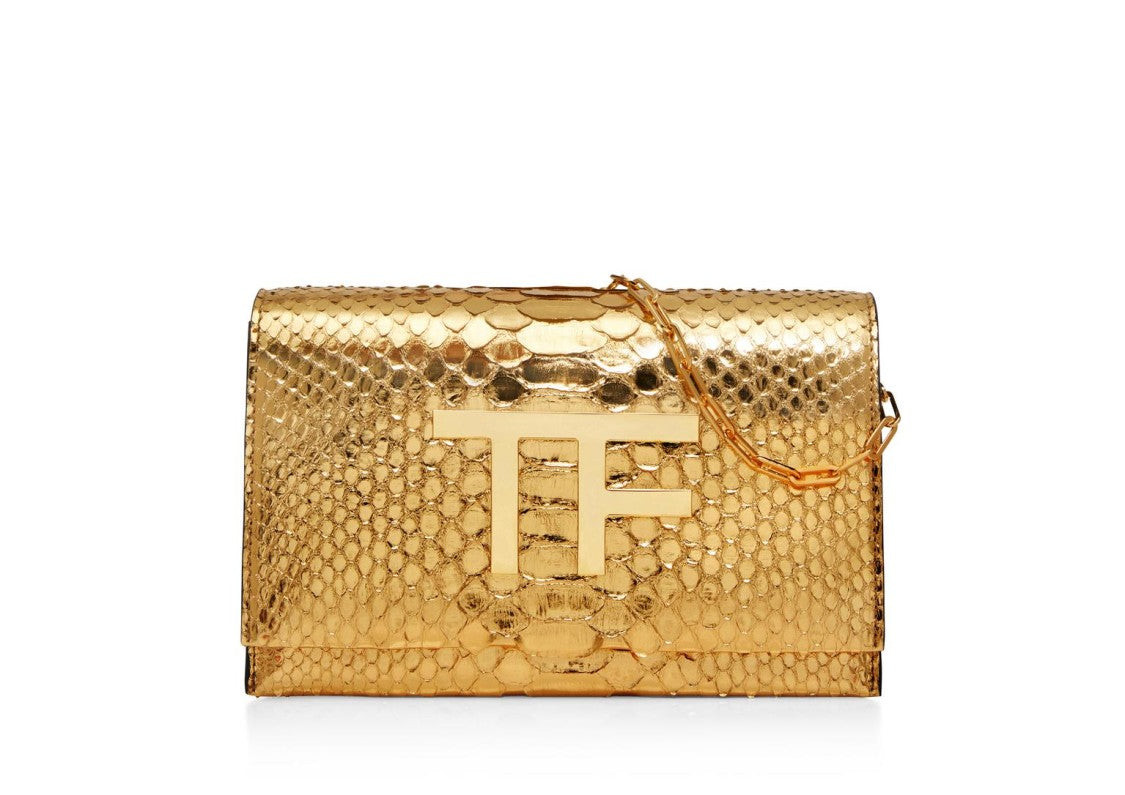 Tom Ford Tf Disco Gold Python Bag