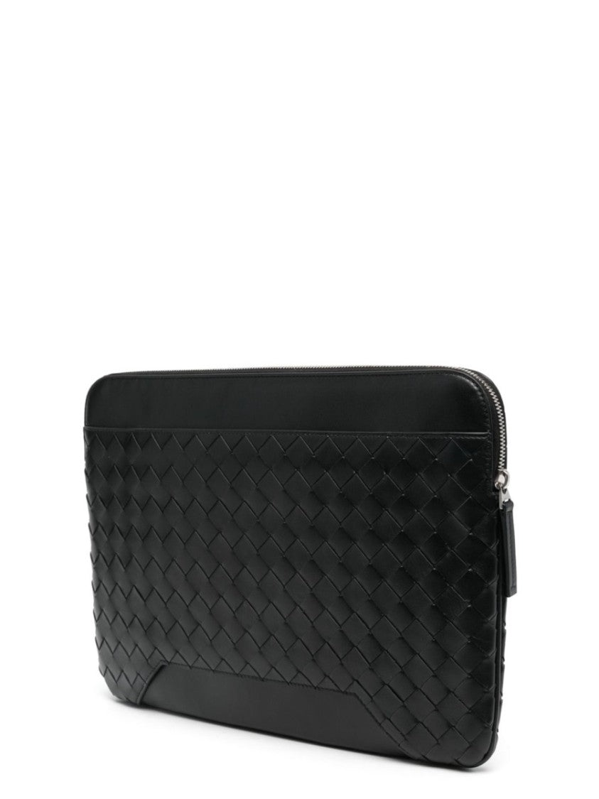 Bottega Veneta Woven Calf Leather Document Holder With Zip Closure