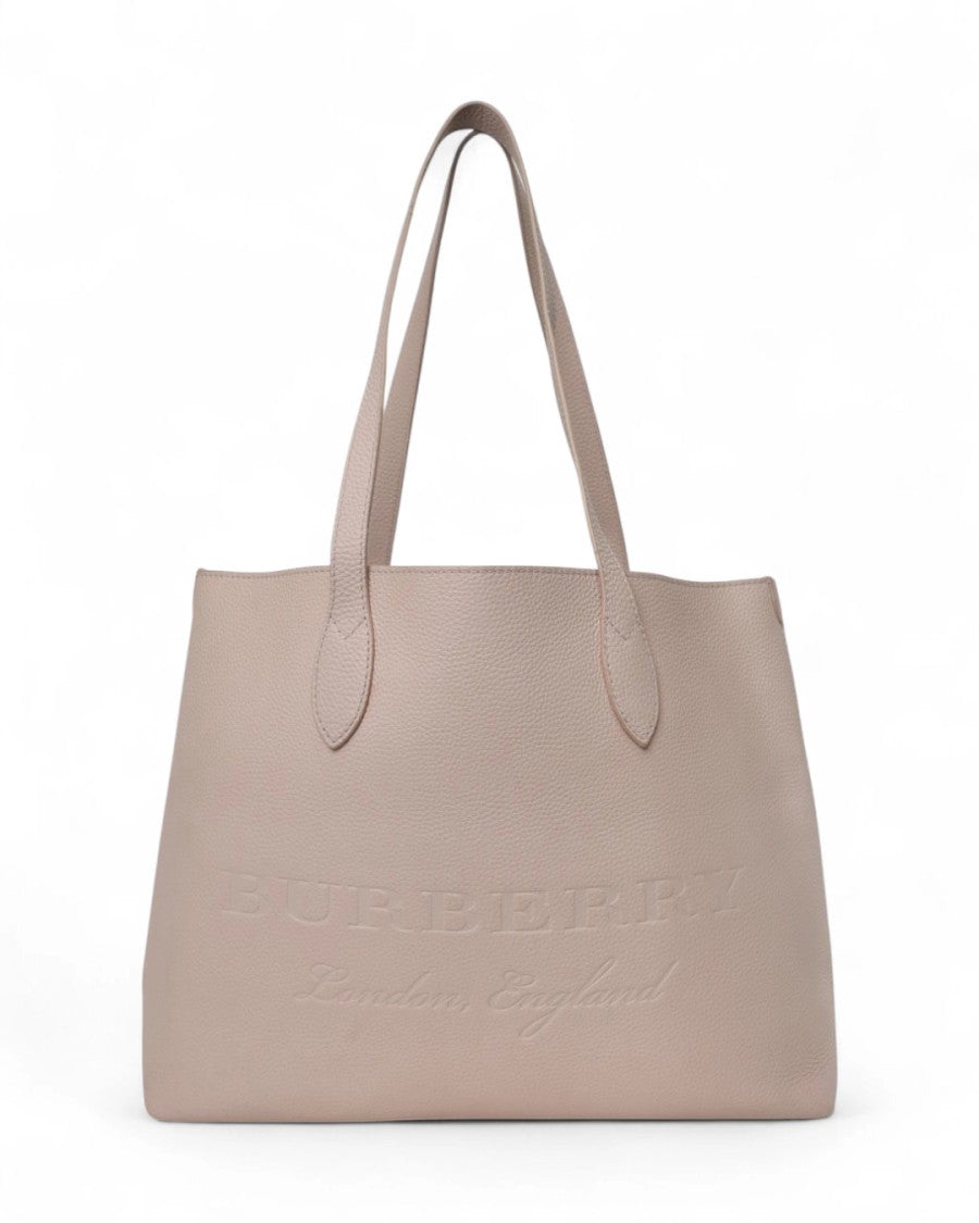 Burberry Large Logo Shopper In Pink Grained
