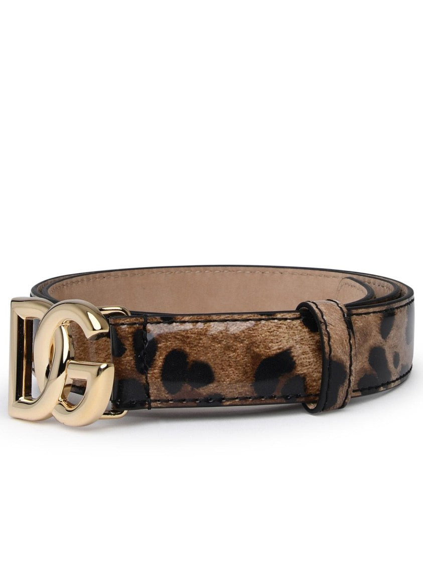 Dolce & Gabbana Two-Tone Shiny Leather Belt With Dg Logo Buckle