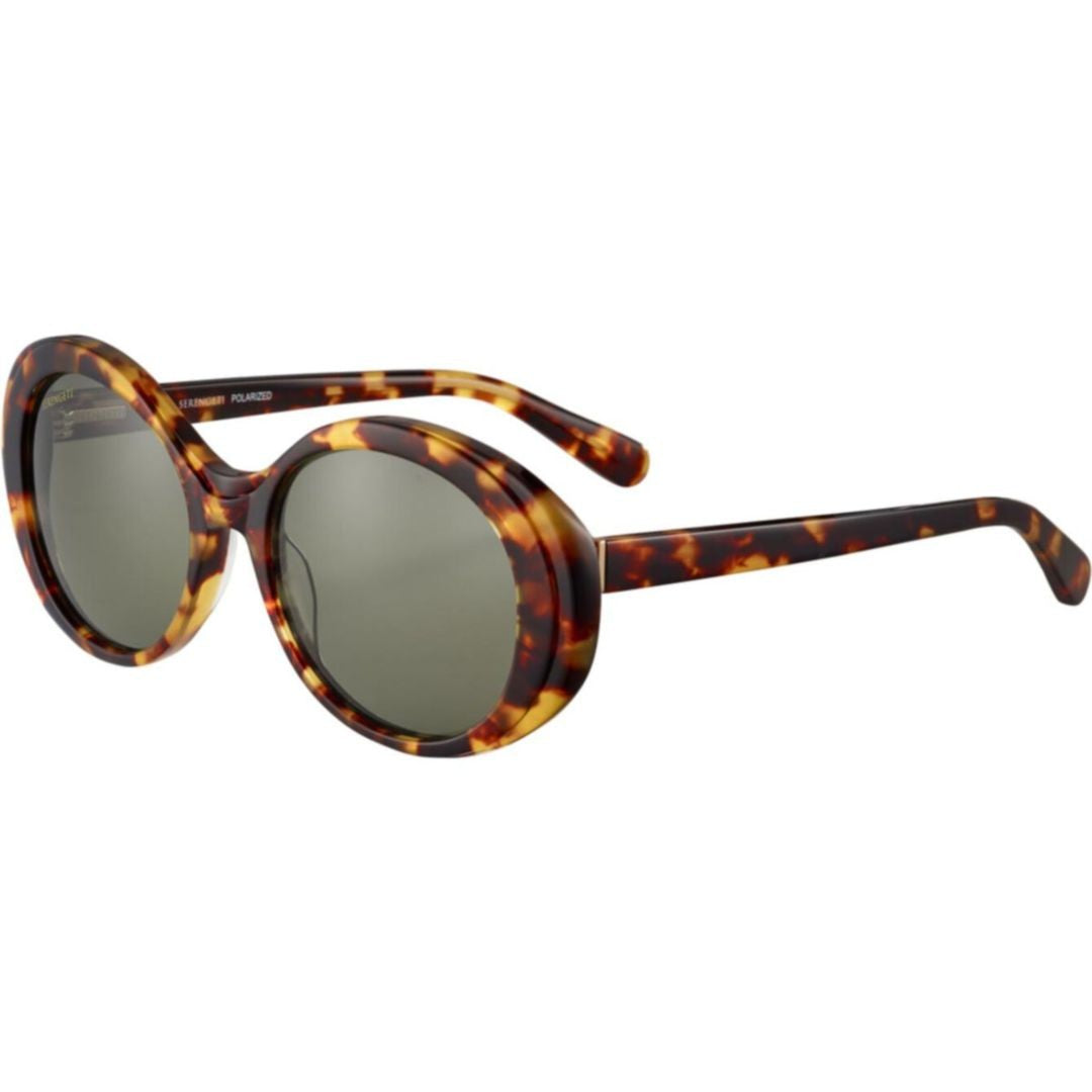 Serengeti Bacall Tortoiseshell Oval-Shaped Sunglasses With Dark Green Lenses