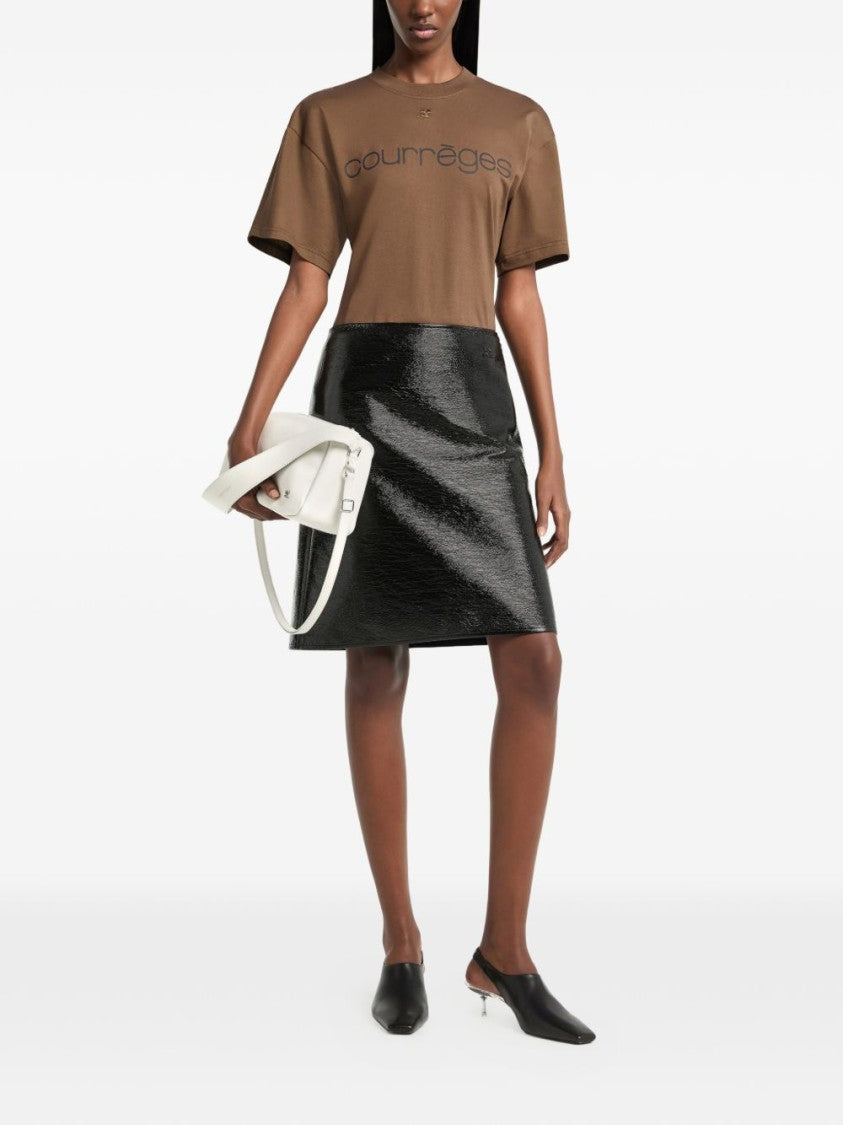 Courrèges Brown Fitted Subtle Logo T-Shirt