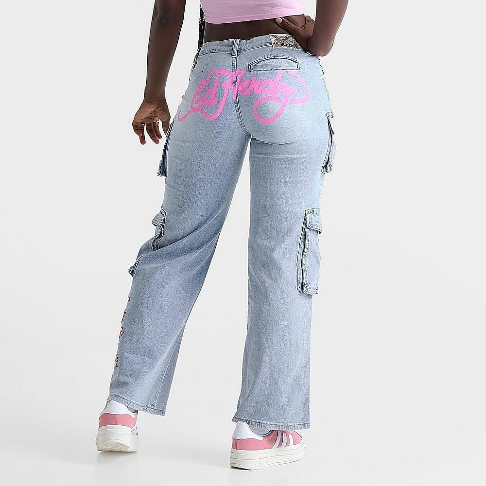 Ed Hardy Tiger Flowers Cargo Jean Pants - Wehd8600-2