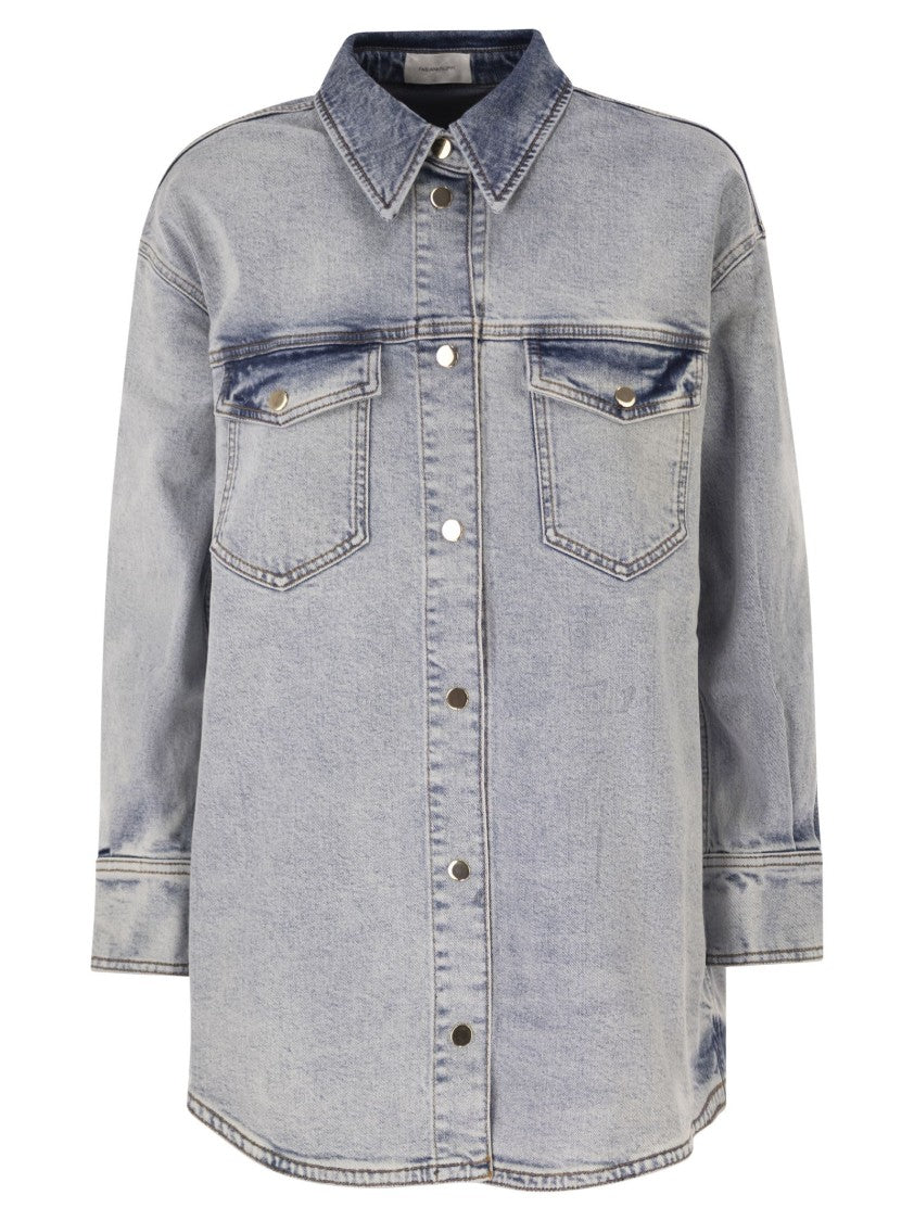 Fabiana Filippi Boyfriend Shirt In Distressed Denim