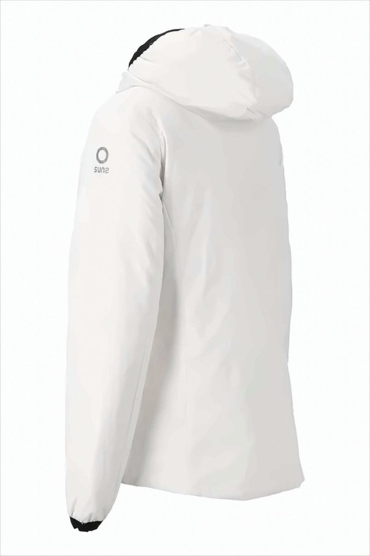 Suns Lightweight White Puffer Jacket With Adjustable Hood