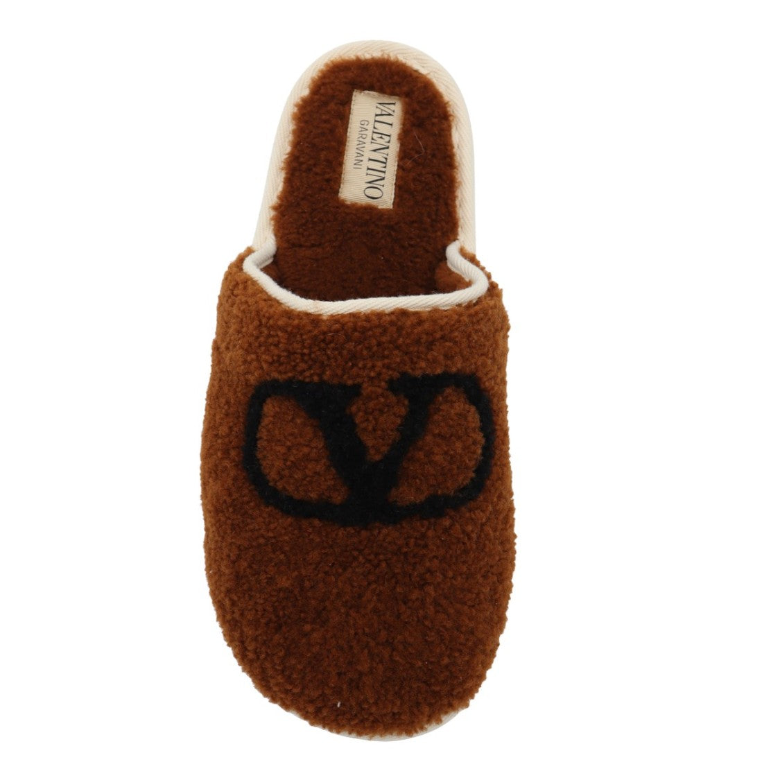 Valentino Garavani Plush Brown Loafers With Black Logo Detail