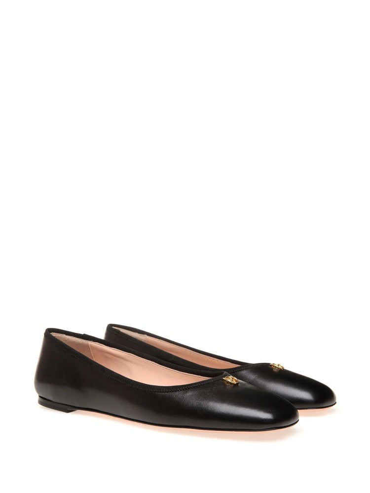 Bally Black Pointed-Toe Sheep Leather Flats